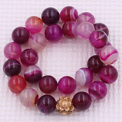 [Mệnh Hỏa, Thổ] Vòng Chuỗi Niệm Phật Đá Mã Não Hồng 14 Ly 27 Hạt Charm Hoa Sen Inox, Vòng Chuỗi Phật Giáo, Chuỗi Niệm Phật Hạt To - Phong Thủy 868