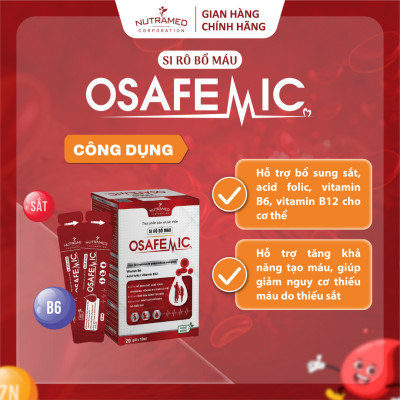 Siro Osafemic hỗ trợ tăng khả năng tái tạo giảm nguy cơ thiếu máu do thiếu sắt ở trẻ và người lớn (20 gói) - Nutramed