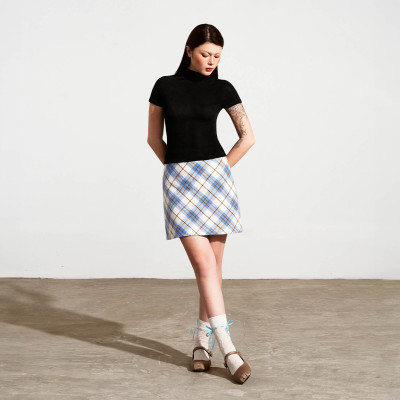 DOTTIE - Áo cổ lọ tay ngắn - Đen - T0833