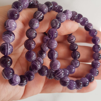 Vòng tay nữ đá thạch anh tím vân mới 8mm mệnh hỏa mệnh thổ rẻ đẹp Vòng đeo tốt sức khỏe, tim mạch, may mắn thuận lợi công việc cuộc sống ạ