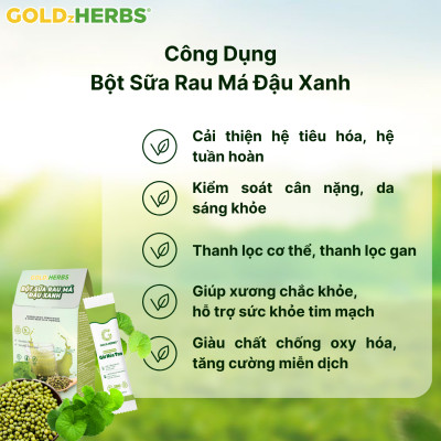 Bột sữa rau má đậu xanh GoldzHerbs – 14 gói/ 500g