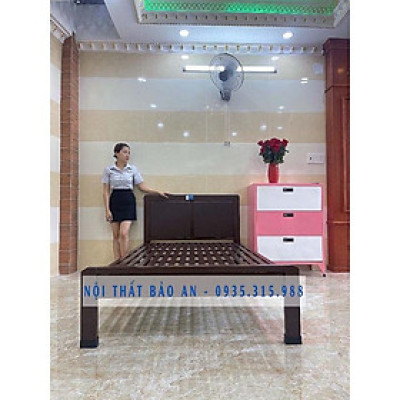 Giường sắt khung hộp kiểu mới bọc simili - Kích thước 1mx2m - Giao hàng nhanh HCM