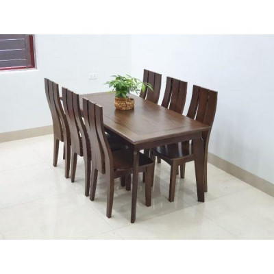 bàn ăn gỗ sồi nga mặt đá phun màu óc chó