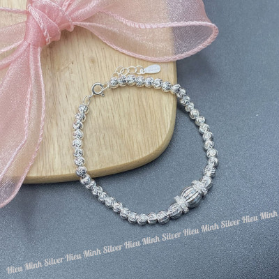 Lắc Tay Nữ Bạc Ta Dây Bi Tròn BẠC HIỂU MINH LTU636