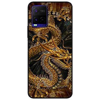 Ốp lưng dành cho Vivo Y21 - Vivo Y21s mẫu Rồng Vàng Nền Đen