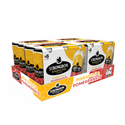 Thùng 24 Lon Nước Trái Cây Lên Men Strongbow Vị Thơm Và Lựu 320ml