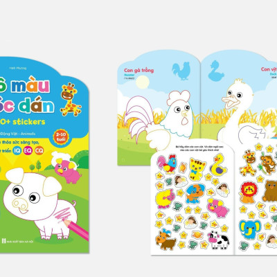 (Bản mới nhất) Bộ 6 cuốn Tô màu bóc dán 100+ stickers (song ngữ Anh – Việt) - Cho bé thỏa sức sáng tạo, phát triển IQ - EQ - CQ