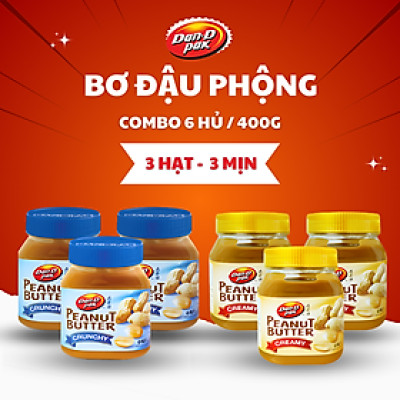 [COMBO KHỎE MẠNH] Bơ Đậu Phộng Mịn 400g và Bơ Đậu Phộng Hạt 400g Dan-D Pak