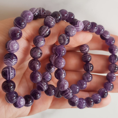 Vòng tay nữ đá thạch anh tím vân mới 8mm mệnh hỏa mệnh thổ rẻ đẹp Vòng đeo tốt sức khỏe, tim mạch, may mắn thuận lợi công việc cuộc sống ạ