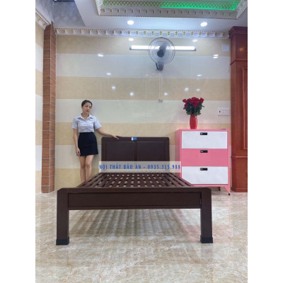 Giường sắt khung hộp kiểu mới bọc simili - Kích thước 1mx2m - Giao hàng nhanh HCM