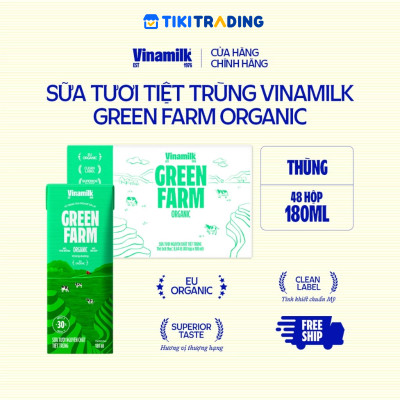 Thùng 48 hộp Sữa Tươi Tiệt Trùng Vinamilk Green Farm Organic 180ml