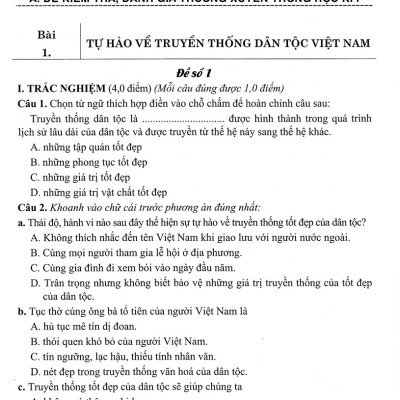 Đề Kiểm Tra, Đánh Giá Giáo Dục Công Dân 8 (Dùng Kèm SGK Kết Nối Tri Thức Với Cuộc Sống) _HA