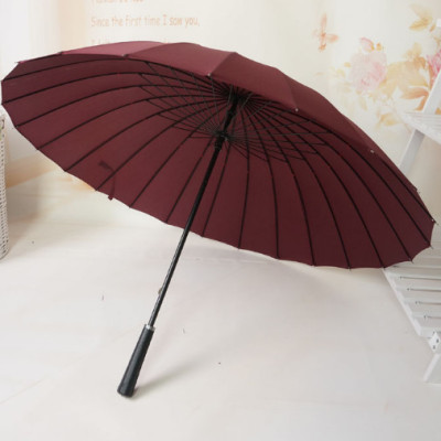 Ô cán dài đi mưa cỡ lớn 24 nan chồng lật cao cấp màu đỏ đô