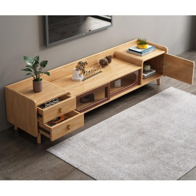 Kệ tủ tivi Bắc Âu gỗ cao su thanh lịch, giá tốt TVS-02