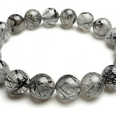 Vòng Tay Thạch Anh Trắng Tóc Đen Tự Nhiên 11mm