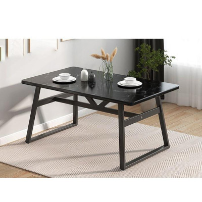 Bàn ăn gỗ 1m4 lắp ghép mặt đá, Bàn phòng bếp chân kim loại cao cấp