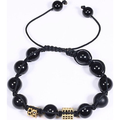 Vòng tay đá obsidian mix charm màu vàng gắn đá đen 10mm mệnh thủy, mộc - Ngọc Quý Gemstones