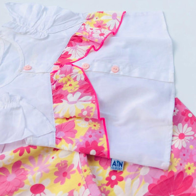 Bộ quần áo lửng trắng bé gái quần họa tiết hoa hồng - AICDBGQ3VNF0 - AIN Closet