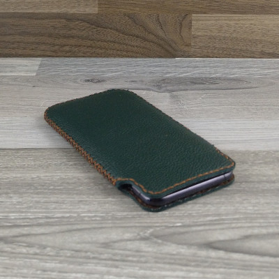Bao Da Túi Rút dành cho Samsung Galaxy s8 / s9 Da Bò Hạt Màu Xanh Rêu