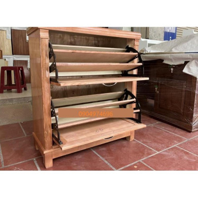Kệ tủ giày thông minh cánh lật 2 tầng dài 80cm, gỗ sồi