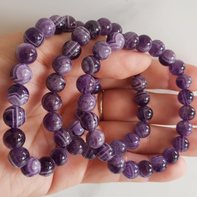 Vòng tay nữ đá thạch anh tím vân mới 8mm mệnh hỏa mệnh thổ rẻ đẹp Vòng đeo tốt sức khỏe, tim mạch, may mắn thuận lợi công việc cuộc sống ạ