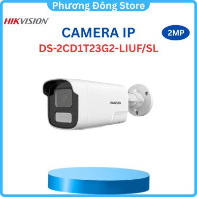 Camera IP HIKVISION Thân trụ DS-2CD1T23G2-LIUF/SL 2MP đèn kép, hồng ngoại 50m, phát hiện người và phương tiện, Micro ,.-Hàng chính hãng
