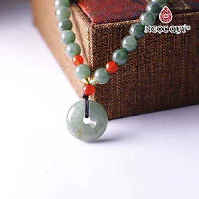 Chuỗi cổ đồng điếu đá cẩm thạch nước ngọc hạt 6mm mệnh hỏa, mộc - Ngọc Quý Gemstones