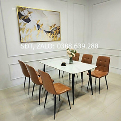 Bộ bàn ăn 4 ghế mặt đá hiện đại BA-10