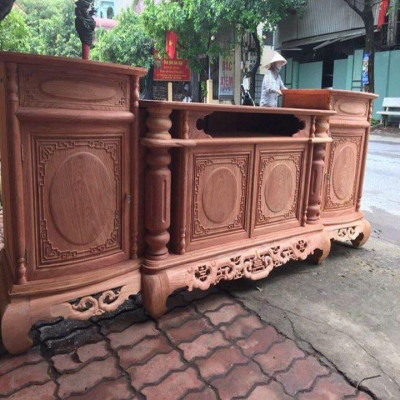 Kệ tivi cột nho gỗ hương đá