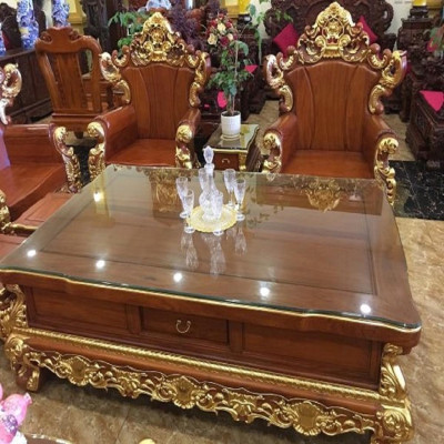 Bàn ghế Hoàng Gia Đại Gỗ Hương Đá Dát Vàng