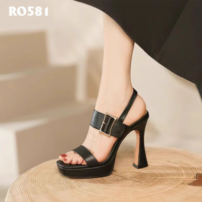 Giày sandal nữ cao gót 11 phân hàng hiệu rosata đẹp màu đen thời trang cao cấp ro581