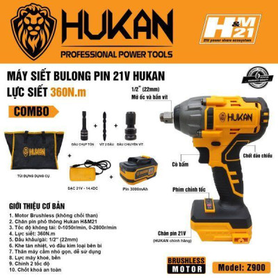 THÂN MÁY SIẾT BULÔNG 360NM  BODY Z900 HUKAN - HÀNG CHÍNH HÃNG