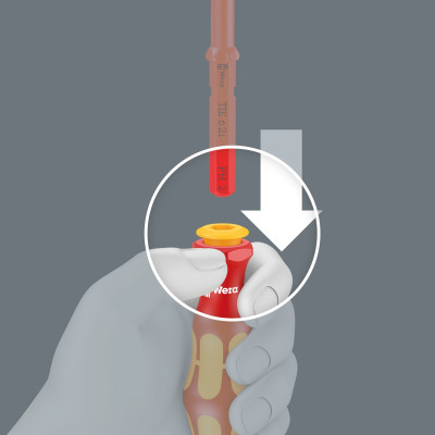 Bộ tua vít cách điện Kraftform Kompakt VDE 17 Universal 1 gồm 4 cạnh, dẹp, hoa thị  các đầu vít thay đổi được gồm 17 chiếc Wera 05006611001