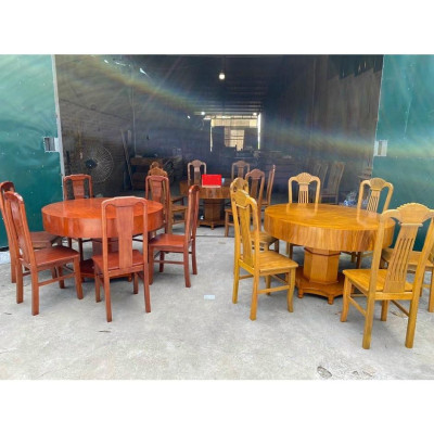 Bàn ghế ăn bàn tròn 6 ghế gỗ hương vân nam phi