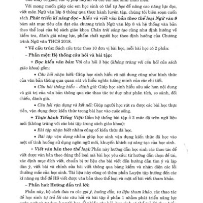 Sách - Phát Triển Kĩ Năng Đọc - Hiểu Và Viết Văn Bản Theo Thể Loại Ngữ Văn 8 (Bám Sát SGK Chân Trời Sáng Tạo)