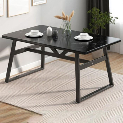 Bàn ăn gỗ 1m4 lắp ghép mặt đá, Bàn phòng bếp chân kim loại cao cấp