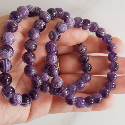 Vòng tay nữ đá thạch anh tím vân mới 8mm mệnh hỏa mệnh thổ rẻ đẹp Vòng đeo tốt sức khỏe, tim mạch, may mắn thuận lợi công việc cuộc sống ạ