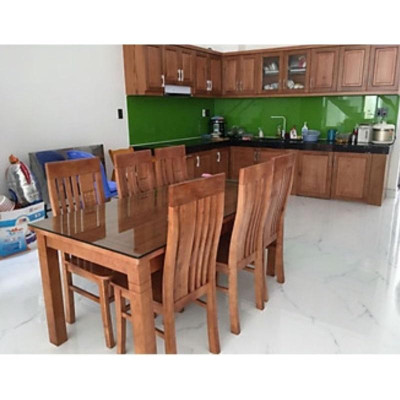 Bộ Bàn Ăn Gỗ Sồi 6 Ghế Màu Cánh Dán Giá Rẻ