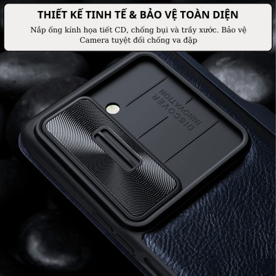 Case bao da chống sốc cho Samsung Galaxy Z Fold 6 trang bị nắp bảo vệ Camera và ngăn đựng S-Pen và khe nhét thẻ card hiệu Nillkin Qin Pro (chất liệu da cao cấp, thiết kế thời trang cá tính) - Hàng nhập khẩu