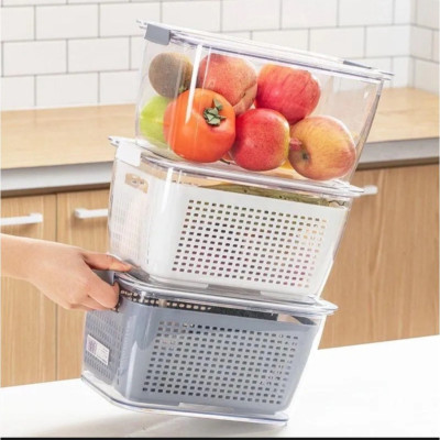 Combo 2 hộp đựng thực phẩm 2 lớp Hokori , Hộp bảo quản thức ăn có lỗ thoát nước Việt Nhật tiện lợi, an toàn - Hàng chính hãng