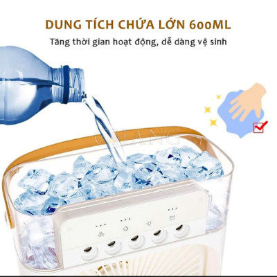 Quạt hơi nước mini, phun sương tạo ẩm 5 đầu làm mát để bàn (Tặng kèm món quà tri ân) - Hàng chính hãng