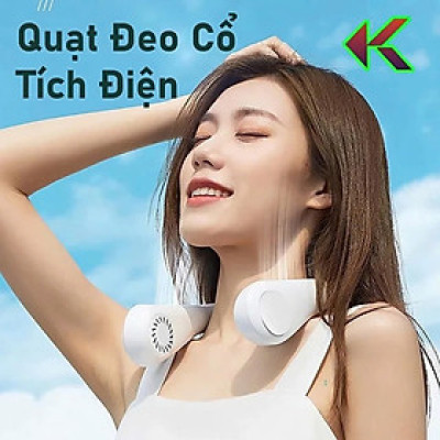 Quạt Đeo Cổ Không Cánh 3 Cấp Gió Mạnh, Phong Cách Trẻ Trung, Pin Sạc Lithium Ion, ĐÈN TRANG TRÍ , ĐỒNG HỒ TREO TƯỜNG