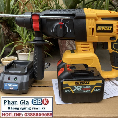 [LOẠI 1] Máy Khoan Đục Bê Tông 199V - 3 Chức Năng: Khoan, khoan búa, đục - Động Cơ Không Chổ Than 100% Lõi Đồng