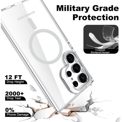 Ốp Lưng cho Samsung Galaxy S25 Ultra Trong Suốt Kiêm Giá Đỡ Raigor Inverse Rita Case Hỗ Trợ Sạc Không Dây Magnetic Viền Chống Sốc - Hàng chính hãng
