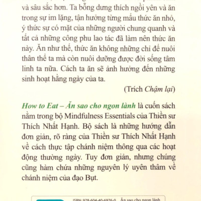 How To Eat - Ăn Sao Cho Ngon Lành - Thích Nhất Hạnh (PB)
