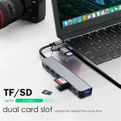 Bộ Chuyển Đổi Hub USB C Hub 8 Trong 1 Type C 3.1 Sang USB 3.0/ Type C/ Đọc Thẻ SD / TF Cho MacBook Notebook Laptop Máy Tính - Hàng Nhập Khẩu