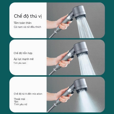 Vòi tắm hoa sen KG28 4in1 kèm đầu cọ massage 3 chế độ nước, đầu vòi có lõi lọc cao cấp tặng kèm dây sen 1m5- Hàng chính hãng