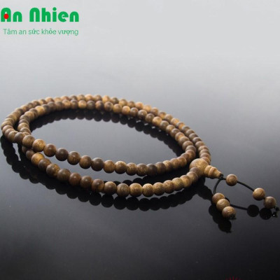 Chuỗi trầm hương 108 hạt 6 ly, vòng đeo tay trầm hương may mắn