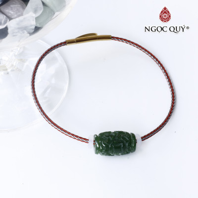 Vòng dây thép lu thống ngọc bích 17.5 x10mm mệnh hỏa, thổ - Ngọc Quý Gemstones
