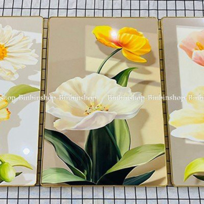 TRANH TRÁNG GƯƠNG - TRANH TREO TƯỜNG HOA POPPY - TRANH TREO PHÒNG KHÁCH SANG TRỌNG(TẶNG KÈM ĐINH 3 CHÂN)